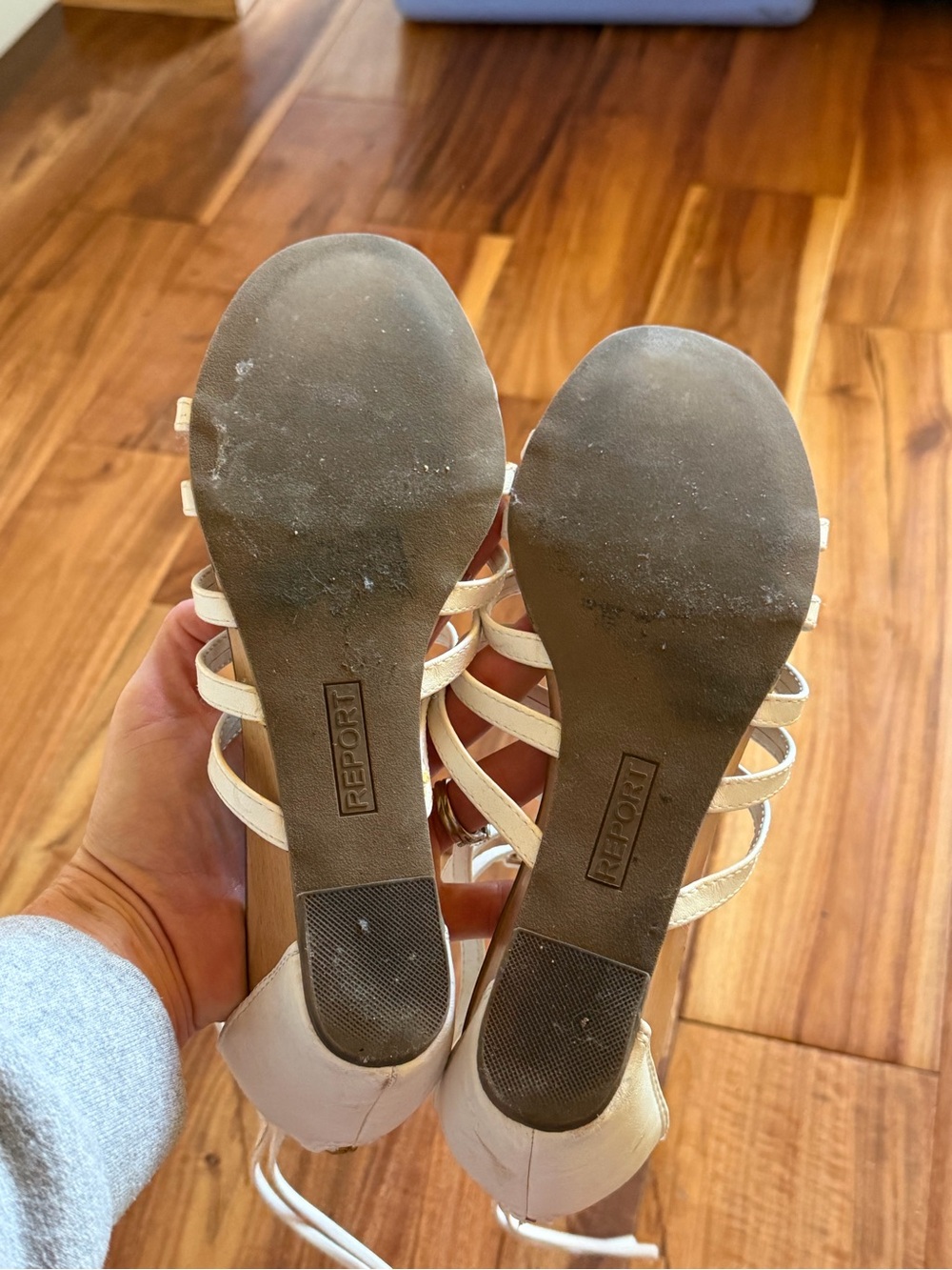 Report Cream Strappy Gladiator Sandals with Gold Accents - Picture 5 of 5